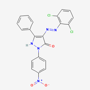 (4E)-4-[2-(2,6-dichlorophenyl)hydrazinylidene]-2-(4-nitrophenyl)-5-phenyl-2,4-dihydro-3H-pyrazol-3-one