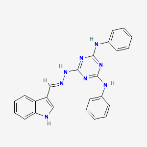 molecular formula C24H20N8 B11699204 6-[(2E)-2-(1H-indol-3-ylmethylidene)hydrazinyl]-N,N'-diphenyl-1,3,5-triazine-2,4-diamine 