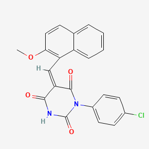 (5Z)-1-(4-chlorophenyl)-5-[(2-methoxynaphthalen-1-yl)methylidene]pyrimidine-2,4,6(1H,3H,5H)-trione