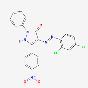 (4Z)-4-[2-(2,4-dichlorophenyl)hydrazinylidene]-5-(4-nitrophenyl)-2-phenyl-2,4-dihydro-3H-pyrazol-3-one