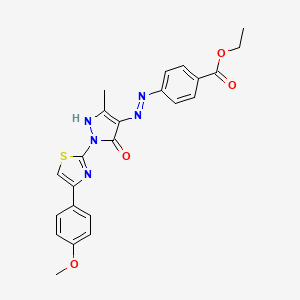 ethyl 4-[(2E)-2-{1-[4-(4-methoxyphenyl)-1,3-thiazol-2-yl]-3-methyl-5-oxo-1,5-dihydro-4H-pyrazol-4-ylidene}hydrazinyl]benzoate