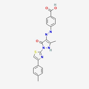 4-[(2E)-2-{3-methyl-1-[4-(4-methylphenyl)-1,3-thiazol-2-yl]-5-oxo-1,5-dihydro-4H-pyrazol-4-ylidene}hydrazinyl]benzoic acid