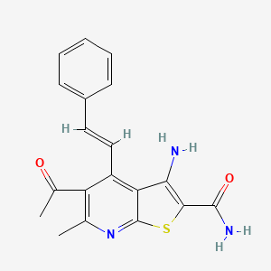 5-acetyl-3-amino-6-methyl-4-[(E)-2-phenylethenyl]thieno[2,3-b]pyridine-2-carboxamide