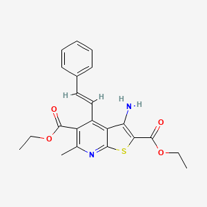 molecular formula C22H22N2O4S B1169963 diethyl 3-amino-6-methyl-4-[(E)-2-phenylethenyl]thieno[2,3-b]pyridine-2,5-dicarboxylate 
