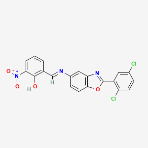 2-[(E)-{[2-(2,5-dichlorophenyl)-1,3-benzoxazol-5-yl]imino}methyl]-6-nitrophenol