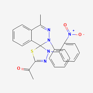 molecular formula C24H19N5O3S B11699685 1-[4-methyl-3'-(2-nitrophenyl)-2-phenyl-2H,3'H-spiro[phthalazine-1,2'-[1,3,4]thiadiazol]-5'-yl]ethanone 