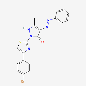 (4Z)-2-[4-(4-bromophenyl)-1,3-thiazol-2-yl]-5-methyl-4-(2-phenylhydrazinylidene)-2,4-dihydro-3H-pyrazol-3-one