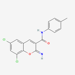 molecular formula C17H12Cl2N2O2 B11699728 6,8-dichloro-2-imino-N-(4-methylphenyl)-2H-chromene-3-carboxamide 