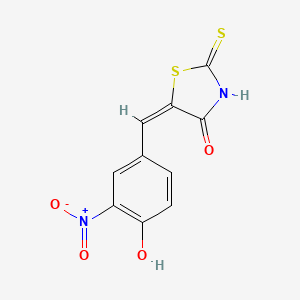 molecular formula C10H6N2O4S2 B11699747 (5E)-5-[(4-hydroxy-3-nitrophenyl)methylidene]-2-sulfanylidene-1,3-thiazolidin-4-one 