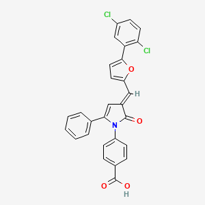 molecular formula C28H17Cl2NO4 B11699804 4-[(3E)-3-{[5-(2,5-dichlorophenyl)furan-2-yl]methylidene}-2-oxo-5-phenyl-2,3-dihydro-1H-pyrrol-1-yl]benzoic acid 