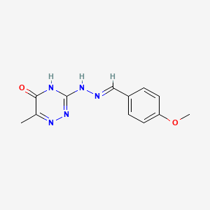 molecular formula C12H13N5O2 B11699820 3-[(2E)-2-(4-methoxybenzylidene)hydrazinyl]-6-methyl-1,2,4-triazin-5-ol 