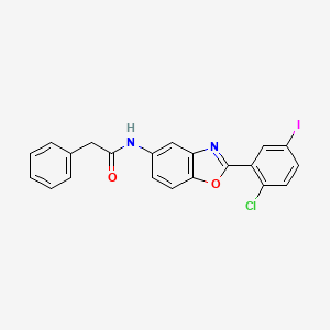 molecular formula C21H14ClIN2O2 B11699835 N-[2-(2-chloro-5-iodophenyl)-1,3-benzoxazol-5-yl]-2-phenylacetamide CAS No. 388086-14-4