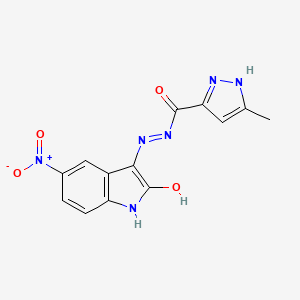 3-Methyl-N'-[(3Z)-5-nitro-2-oxo-2,3-dihydro-1H-indol-3-ylidene]-1H-pyrazole-5-carbohydrazide