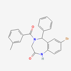 molecular formula C23H19BrN2O2 B11699877 7-bromo-4-(3-methylbenzoyl)-5-phenyl-4,5-dihydro-1H-benzo[e][1,4]diazepin-2(3H)-one 