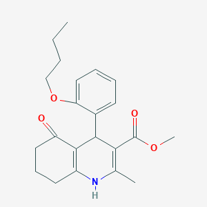 molecular formula C22H27NO4 B11699897 Methyl 4-(2-butoxyphenyl)-2-methyl-5-oxo-1,4,5,6,7,8-hexahydroquinoline-3-carboxylate 