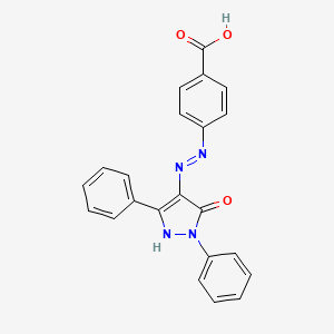 molecular formula C22H16N4O3 B11699932 4-[(2E)-2-(5-oxo-1,3-diphenyl-1,5-dihydro-4H-pyrazol-4-ylidene)hydrazinyl]benzoic acid 