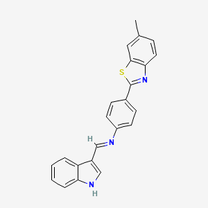 molecular formula C23H17N3S B11699972 N-[(E)-1H-indol-3-ylmethylidene]-4-(6-methyl-1,3-benzothiazol-2-yl)aniline 