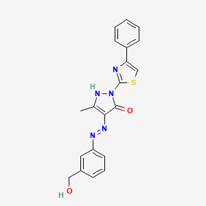 (4E)-4-{2-[3-(hydroxymethyl)phenyl]hydrazinylidene}-5-methyl-2-(4-phenyl-1,3-thiazol-2-yl)-2,4-dihydro-3H-pyrazol-3-one