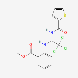 molecular formula C15H13Cl3N2O3S B11699977 Methyl 2-({2,2,2-trichloro-1-[(2-thienylcarbonyl)amino]ethyl}amino)benzoate 