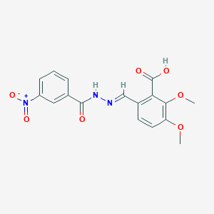 molecular formula C17H15N3O7 B11699999 2,3-dimethoxy-6-[(E)-{2-[(3-nitrophenyl)carbonyl]hydrazinylidene}methyl]benzoic acid 