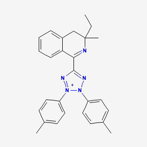 molecular formula C27H28N5+ B11700015 5-(3-ethyl-3-methyl-3,4-dihydroisoquinolin-1-yl)-2,3-bis(4-methylphenyl)-2H-tetrazol-3-ium 