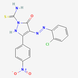 (4E)-4-[2-(2-chlorophenyl)hydrazinylidene]-3-(4-nitrophenyl)-5-oxo-4,5-dihydro-1H-pyrazole-1-carbothioamide