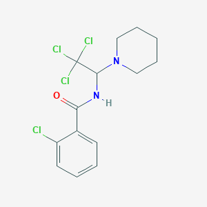 molecular formula C14H16Cl4N2O B11700054 2-Chloro-N-[2,2,2-trichloro-1-(piperidin-1-YL)ethyl]benzamide 