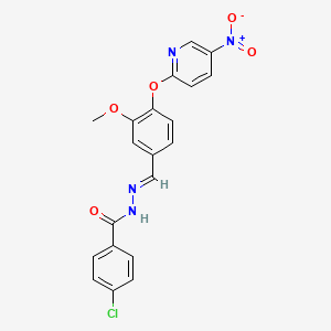 4-chloro-N'-[(E)-{3-methoxy-4-[(5-nitropyridin-2-yl)oxy]phenyl}methylidene]benzohydrazide