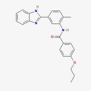 molecular formula C24H23N3O2 B11700113 N-[5-(1H-benzimidazol-2-yl)-2-methylphenyl]-4-propoxybenzamide 