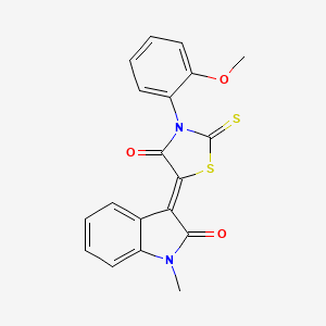 molecular formula C19H14N2O3S2 B11700137 (3Z)-3-[3-(2-methoxyphenyl)-4-oxo-2-thioxo-1,3-thiazolidin-5-ylidene]-1-methyl-1,3-dihydro-2H-indol-2-one 