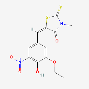 (5E)-5-[(3-ethoxy-4-hydroxy-5-nitrophenyl)methylidene]-3-methyl-2-sulfanylidene-1,3-thiazolidin-4-one