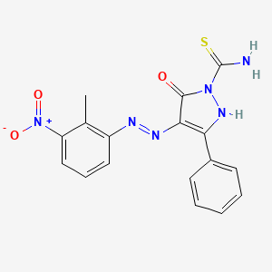 (4E)-4-[2-(2-methyl-3-nitrophenyl)hydrazinylidene]-5-oxo-3-phenyl-4,5-dihydro-1H-pyrazole-1-carbothioamide