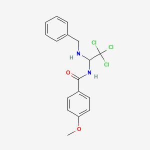 molecular formula C17H17Cl3N2O2 B11700189 N-[1-(benzylamino)-2,2,2-trichloroethyl]-4-methoxybenzamide 