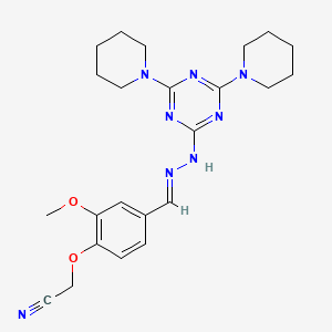 {4-[(E)-{2-[4,6-di(piperidin-1-yl)-1,3,5-triazin-2-yl]hydrazinylidene}methyl]-2-methoxyphenoxy}acetonitrile