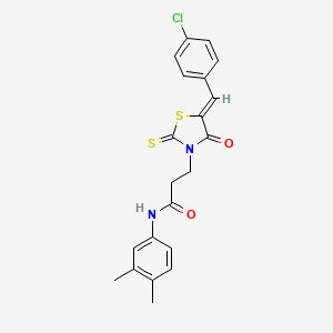 molecular formula C21H19ClN2O2S2 B11700197 3-[(5Z)-5-[(4-chlorophenyl)methylidene]-4-oxo-2-sulfanylidene-1,3-thiazolidin-3-yl]-N-(3,4-dimethylphenyl)propanamide 