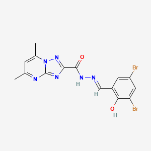 molecular formula C15H12Br2N6O2 B11700198 N'-[(E)-(3,5-dibromo-2-hydroxyphenyl)methylidene]-5,7-dimethyl[1,2,4]triazolo[1,5-a]pyrimidine-2-carbohydrazide 