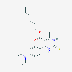 molecular formula C22H33N3O2S B11700213 Hexyl 4-[4-(diethylamino)phenyl]-6-methyl-2-thioxo-1,2,3,4-tetrahydropyrimidine-5-carboxylate 