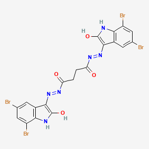 molecular formula C20H12Br4N6O4 B11700219 N'~1~-[(3E)-5,7-dibromo-2-oxo-1,2-dihydro-3H-indol-3-ylidene]-N'~4~-[(3Z)-5,7-dibromo-2-oxo-1,2-dihydro-3H-indol-3-ylidene]butanedihydrazide 