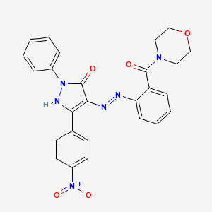 molecular formula C26H22N6O5 B11700262 (4E)-4-{2-[2-(morpholin-4-ylcarbonyl)phenyl]hydrazinylidene}-5-(4-nitrophenyl)-2-phenyl-2,4-dihydro-3H-pyrazol-3-one 