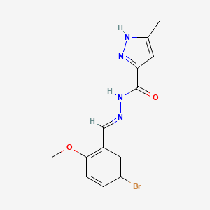 molecular formula C13H13BrN4O2 B11700266 N'-[(E)-(5-bromo-2-methoxyphenyl)methylidene]-3-methyl-1H-pyrazole-5-carbohydrazide 