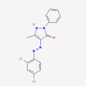 molecular formula C16H12Cl2N4O B11700287 4-[(2,4-Dichloro-phenyl)-hydrazono]-5-methyl-2-phenyl-2,4-dihydro-pyrazol-3-one 