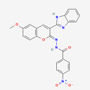 N'-[(2Z)-3-(1H-benzimidazol-2-yl)-6-methoxy-2H-chromen-2-ylidene]-4-nitrobenzohydrazide