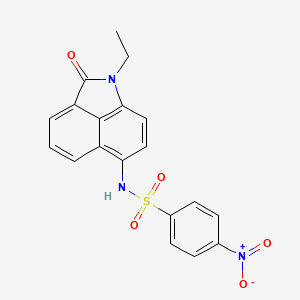 molecular formula C19H15N3O5S B11700324 N-(1-ethyl-2-oxo-1,2-dihydrobenzo[cd]indol-6-yl)-4-nitrobenzenesulfonamide 