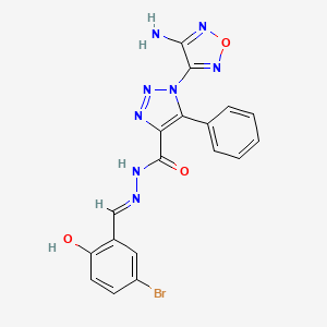 molecular formula C18H13BrN8O3 B11700429 1-(4-amino-1,2,5-oxadiazol-3-yl)-N'-[(E)-(5-bromo-2-hydroxyphenyl)methylidene]-5-phenyl-1H-1,2,3-triazole-4-carbohydrazide 