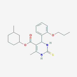 molecular formula C22H30N2O3S B11700444 3-Methylcyclohexyl 6-methyl-4-(2-propoxyphenyl)-2-thioxo-1,2,3,4-tetrahydropyrimidine-5-carboxylate 