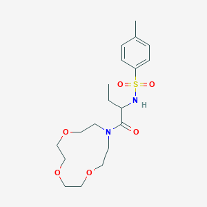 molecular formula C19H30N2O6S B11700452 4-methyl-N-[1-oxo-1-(1,4,7-trioxa-10-azacyclododecan-10-yl)butan-2-yl]benzenesulfonamide 