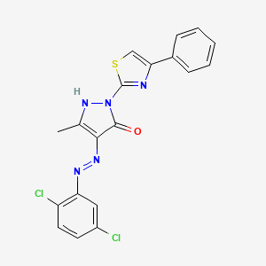 molecular formula C19H13Cl2N5OS B11700478 (4E)-4-[2-(2,5-dichlorophenyl)hydrazinylidene]-5-methyl-2-(4-phenyl-1,3-thiazol-2-yl)-2,4-dihydro-3H-pyrazol-3-one 