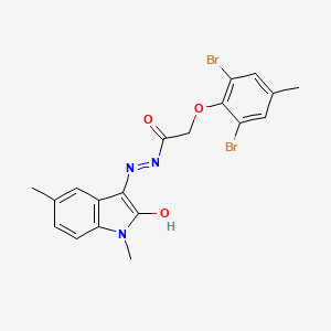 2-(2,6-dibromo-4-methylphenoxy)-N'-[(3Z)-1,5-dimethyl-2-oxo-1,2-dihydro-3H-indol-3-ylidene]acetohydrazide