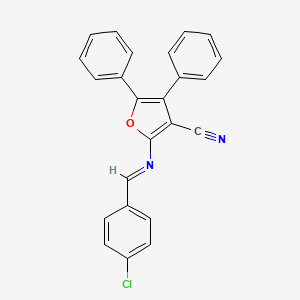 molecular formula C24H15ClN2O B11700512 2-{[(E)-(4-chlorophenyl)methylidene]amino}-4,5-diphenylfuran-3-carbonitrile 