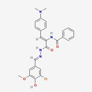 N-{(1Z)-3-[(2E)-2-(3-bromo-4-hydroxy-5-methoxybenzylidene)hydrazinyl]-1-[4-(dimethylamino)phenyl]-3-oxoprop-1-en-2-yl}benzamide